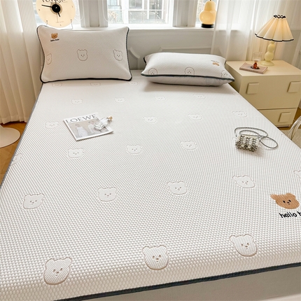 首尔家纺 2025新款凉豆豆席刺绣款冰丝席 小棕熊