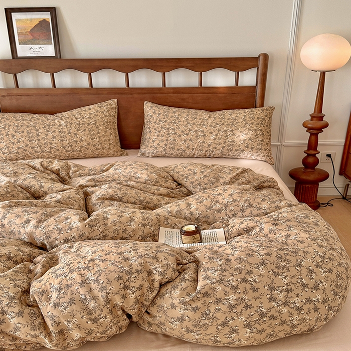 91家纺网 家纺一手货源 找家纺 吉象2025新款全棉双层纱四件套 漫步花丛