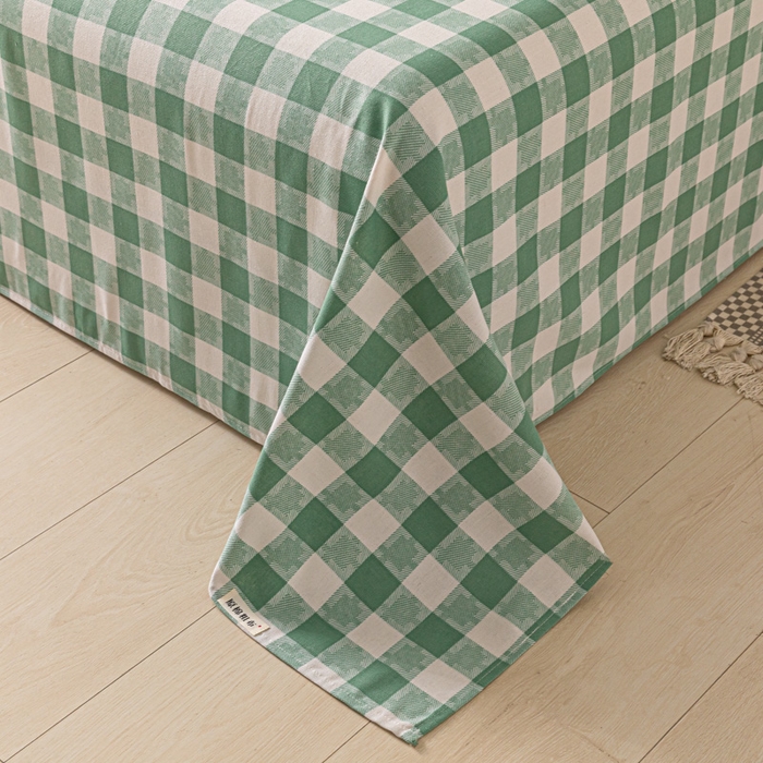 91家纺网 家纺一手货源 找家纺 阿亮家居 2025新款原棉老粗布床单系列 拼图-绿白格