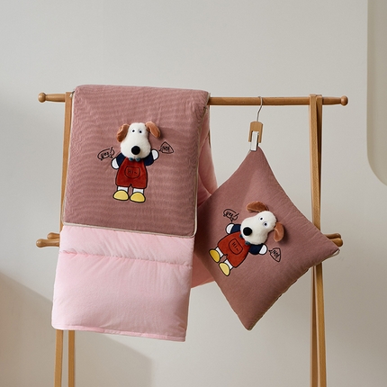 枕芯真意 2025新款灯芯绒可爱立体卡通抱枕被被子被芯 豆沙粉-水洗棉