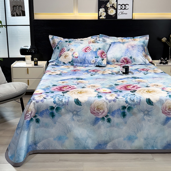 91家纺网 家纺一手货源 找家纺 柏薇 2025新款冰丝床单款凉席三件套系列 盛夏