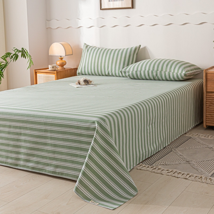 91家纺网 家纺一手货源 找家纺 阿亮家居 2025新款原棉老粗布床单系列 简约生活绿