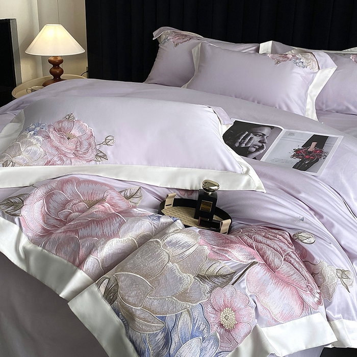 91家纺网 家纺一手货源 找家纺 优悦生活馆 2025新疆长绒棉花迹四件套【控价领券后标准不低于268】 花迹-霞光紫