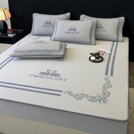 首尔家纺 2025新款大版凉感丝凉席 天鹅-高级灰