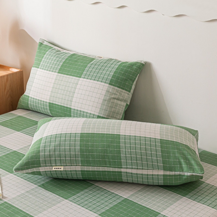 91家纺网 家纺一手货源 找家纺 阿亮家居 2025新款原棉老粗布床单系列 绿小格