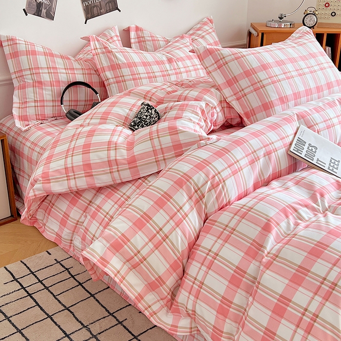 91家纺网 家纺一手货源 找家纺 罗菲尼酒店用品 2025新款磨毛亲肤飞边款四件套 彩玉格