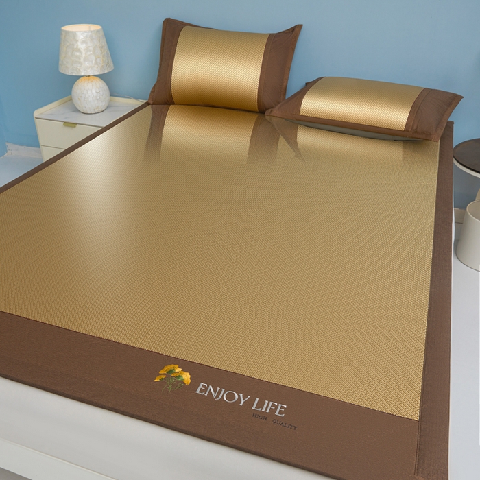 91家纺网 家纺一手货源 找家纺 琪琪阁 2026新款冰藤三明治凉席 小米花-金色