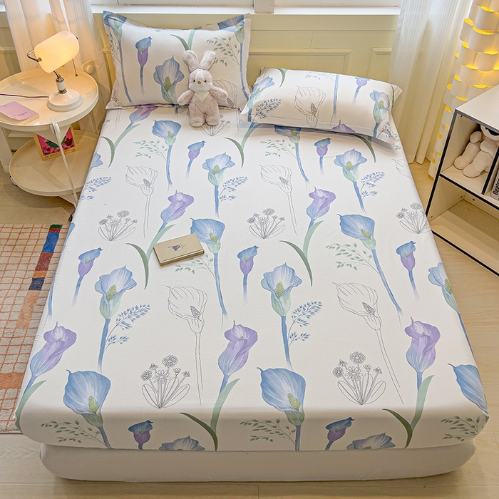 91家纺网 家纺一手货源 找家纺 拾物记 2025新款A类无荧光全喷气全棉12868单床笠 青花