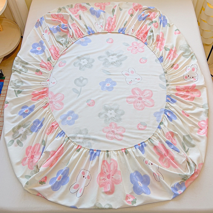 91家纺网 家纺一手货源 找家纺 拾物记 2025新款A类无荧光全喷气全棉12868单床笠 花间小兔