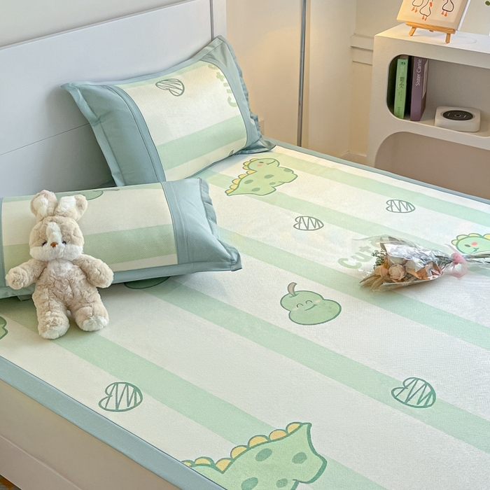 91家纺网 家纺一手货源 找家纺 阿亮家居 2025新款印花冰藤席凉席 小恐龙