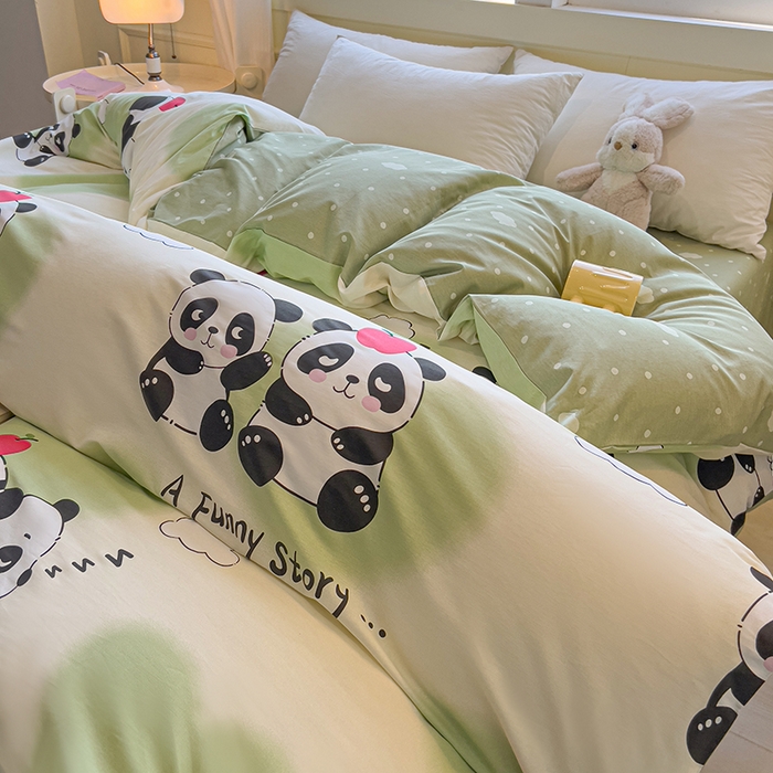 91家纺网 家纺一手货源 找家纺 拾物记 2025新款A类无荧光全喷气全棉12868单被套 熊猫趣事