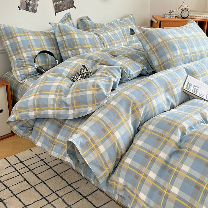 91家纺网 家纺一手货源 找家纺 罗菲尼酒店用品 2025新款磨毛亲肤飞边款四件套 英伦格调