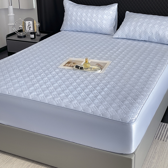 91家纺网 家纺一手货源 找家纺 直播爆款A类100支长绒棉夹棉床盖床笠四件套全棉纯棉床单加厚高端重工刺绣四季款床上用品 茉婉-白蓝