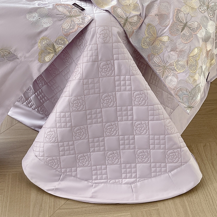 91家纺网 家纺一手货源 找家纺 直播爆款A类100支长绒棉夹棉床盖床笠四件套全棉纯棉床单加厚高端重工刺绣四季款床上用品 茉婉-黛紫