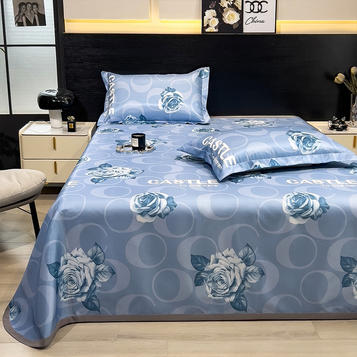 91家纺网 家纺一手货源 找家纺 柏薇 2025新款冰丝床单款凉席三件套系列 雨桐