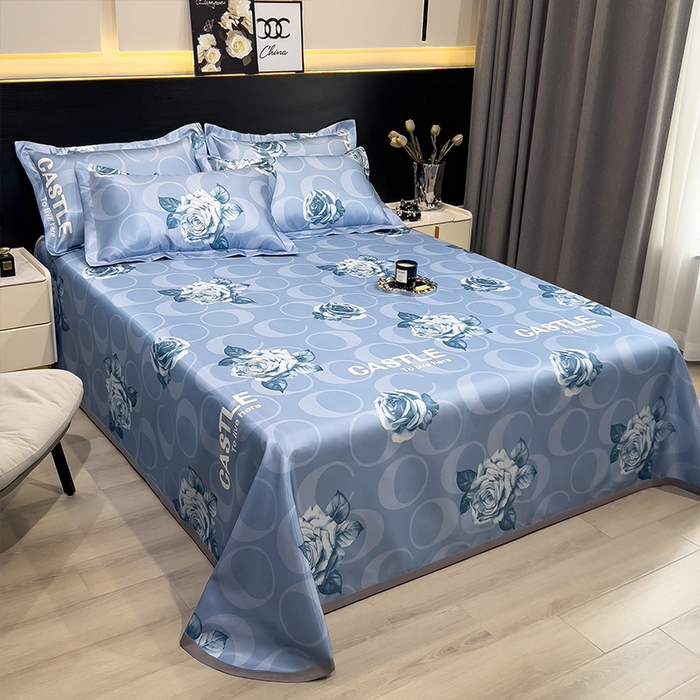 91家纺网 家纺一手货源 找家纺 柏薇 2025新款冰丝床单款凉席三件套系列 雨桐