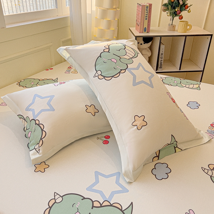 91家纺网 家纺一手货源 找家纺 拾物记 2025新款A类无荧光全喷气全棉12868单枕套 恐龙乐园