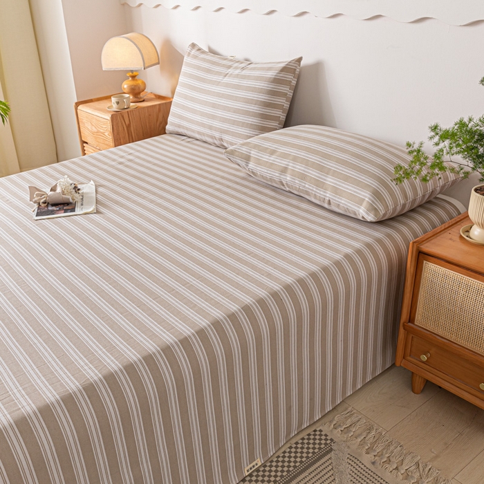 91家纺网 家纺一手货源 找家纺 阿亮家居 2025新款原棉老粗布床单系列 简约生活咖