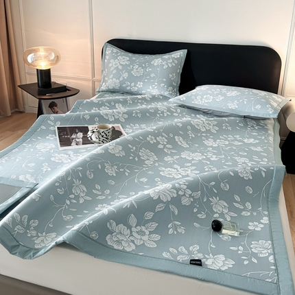 91家纺网 家纺一手货源 找家纺 （总）慕尚家纺 2025春夏新款凉感冰丝提花凉席三件套