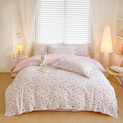 91家纺网 家纺一手货源 找家纺 （总）星窝家纺 2025新款纽扣款水洗棉印花四件套