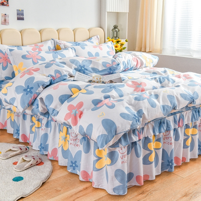 91家纺网 家纺一手货源 找家纺 名优家纺 2025新款A类全棉纯棉韩版印花四件套 浅浅花漾