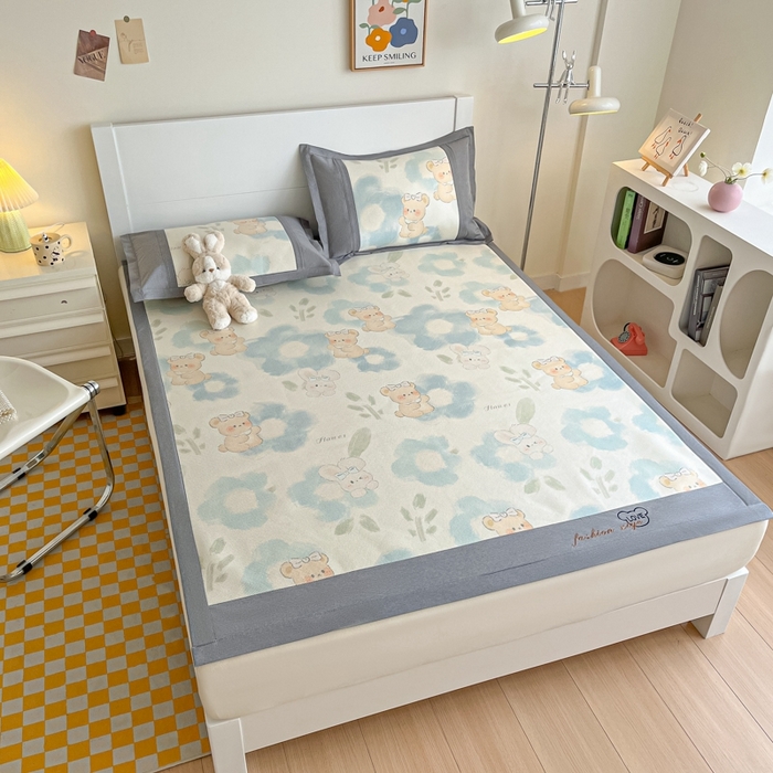 91家纺网 家纺一手货源 找家纺 阿亮家居 2025新款印花冰藤席凉席 萌组合