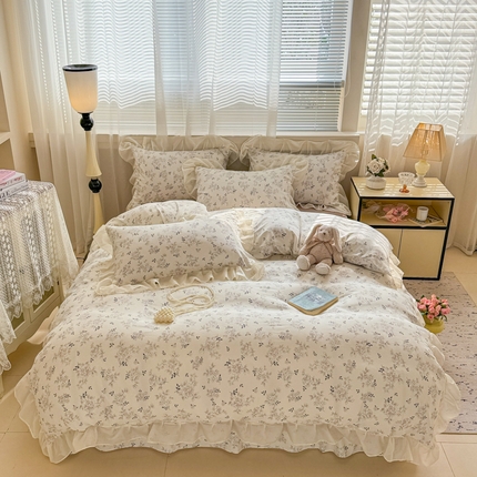 91家纺网 家纺一手货源 找家纺 （总）芯贝儿 2025新款提花针织水洗m双层纱床盖四件套