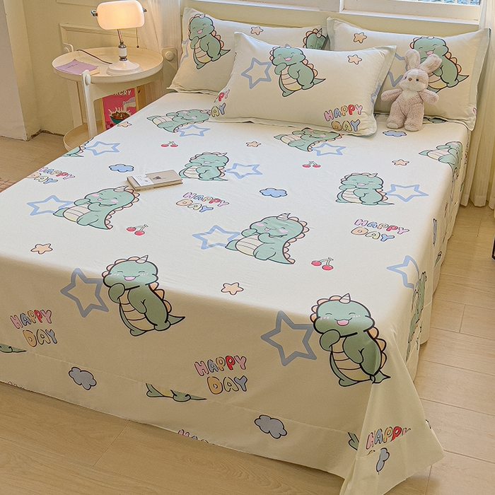 91家纺网 家纺一手货源 找家纺 拾物记 2025新款A类无荧光全喷气全棉12868单床单 恐龙乐园