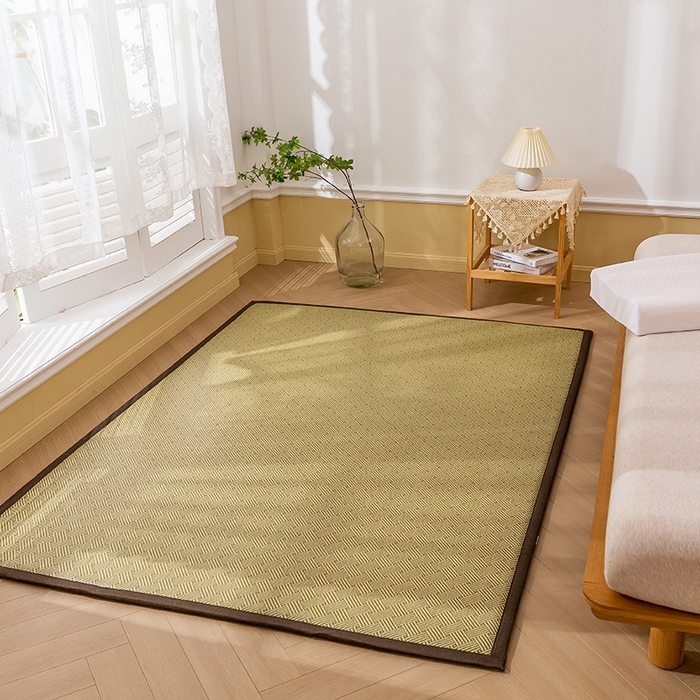 91家纺网 家纺一手货源 找家纺 阿亮家居 2025新款包边工艺凉感冰藤地铺睡垫系列凉席地垫 绿饼干