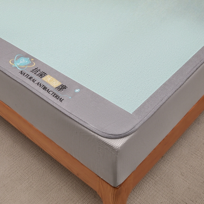 91家纺网 家纺一手货源 找家纺 阿亮家居 2025新款冰藤席凉席三件套包边抗菌刺绣款冰藤凉席 绿色-床笠款