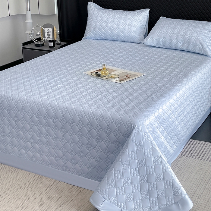 91家纺网 家纺一手货源 找家纺 直播爆款A类100支长绒棉夹棉床盖床笠四件套全棉纯棉床单加厚高端重工刺绣四季款床上用品 茉婉-白蓝