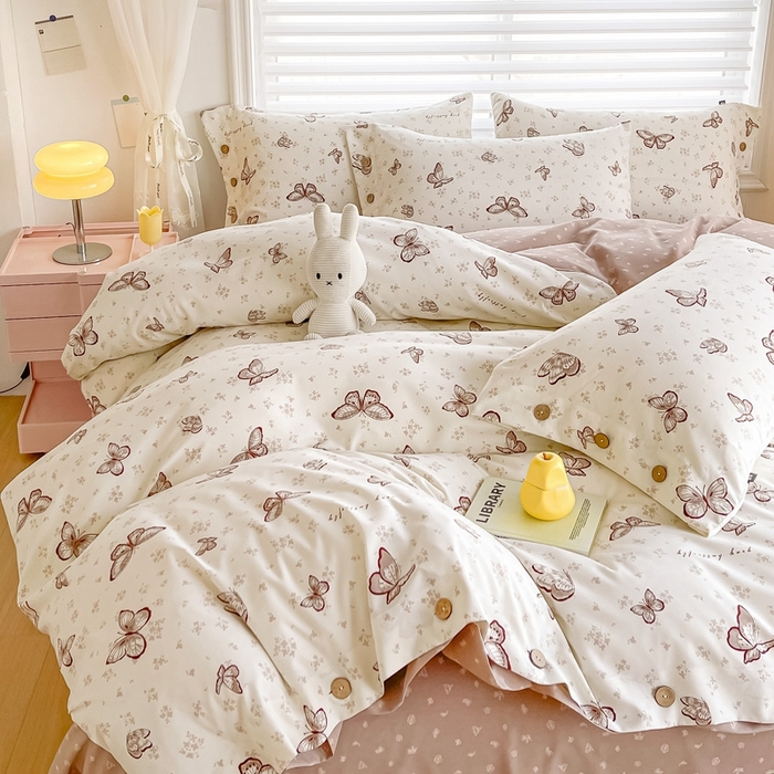 91家纺网 家纺一手货源 找家纺 （总）星窝家纺 2025新款纽扣款水洗棉印花四件套