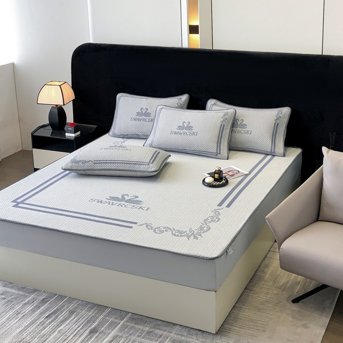 91家纺网 家纺一手货源 找家纺 首尔家纺 2025新款大版凉感丝凉席 天鹅-高级灰