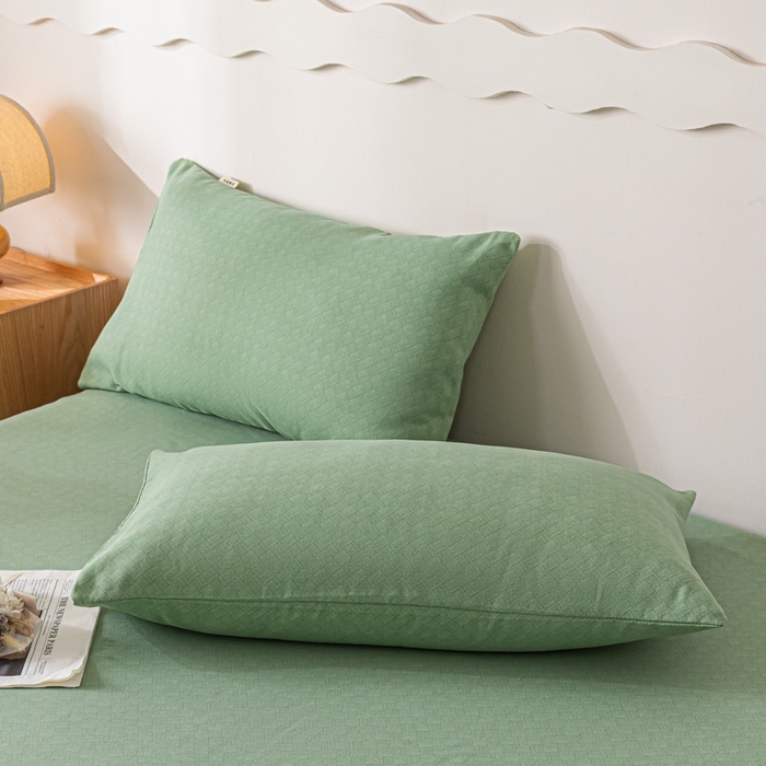 91家纺网 家纺一手货源 找家纺 阿亮家居 2025新款原棉老粗布床单系列 菱形格-绿