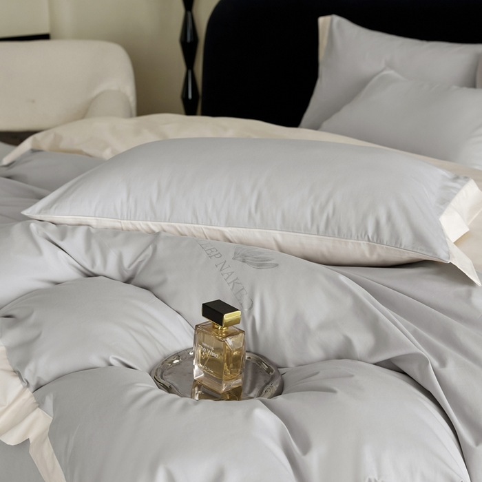 91家纺网 家纺一手货源 找家纺 金奇达家纺 2025春夏新款【特洛伊】红金裸盖™棉全棉纯棉红金裸盖棉四件套标准号全网控价（折后券后）不低于199元） 特洛伊-云烟灰