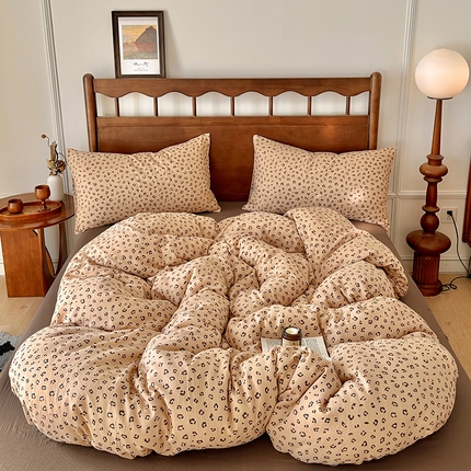 吉象2025新款全棉双层纱四件套 复古豹纹(咖)