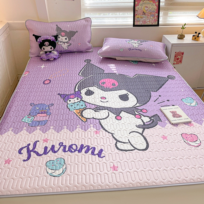 91家纺网 家纺一手货源 找家纺 金爱家 2025新款三丽鸥乳胶凉席大版床笠款 床笠款-冰淇淋库洛米