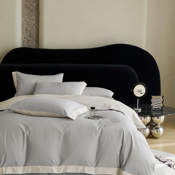 91家纺网 家纺一手货源 找家纺 金奇达家纺 2025春夏新款【特洛伊】红金裸盖™棉全棉纯棉红金裸盖棉四件套标准号全网控价（折后券后）不低于199元） 特洛伊-云烟灰