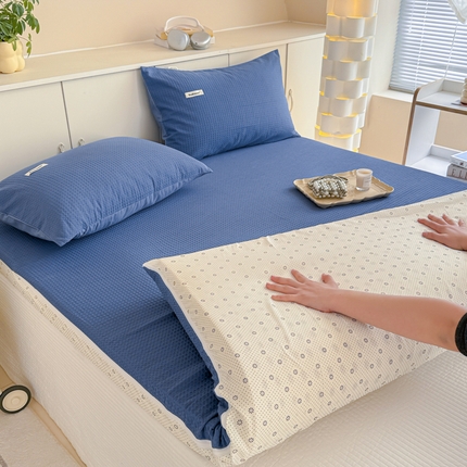 眠博士 2025新款A类学生床全棉华夫格床垫套 全棉华夫格床垫套 天蓝