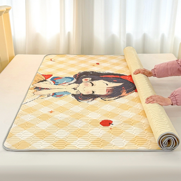 91家纺网 家纺一手货源 找家纺 希廷顿 2025新款大版印花乳胶凉席三件套 甜心公主