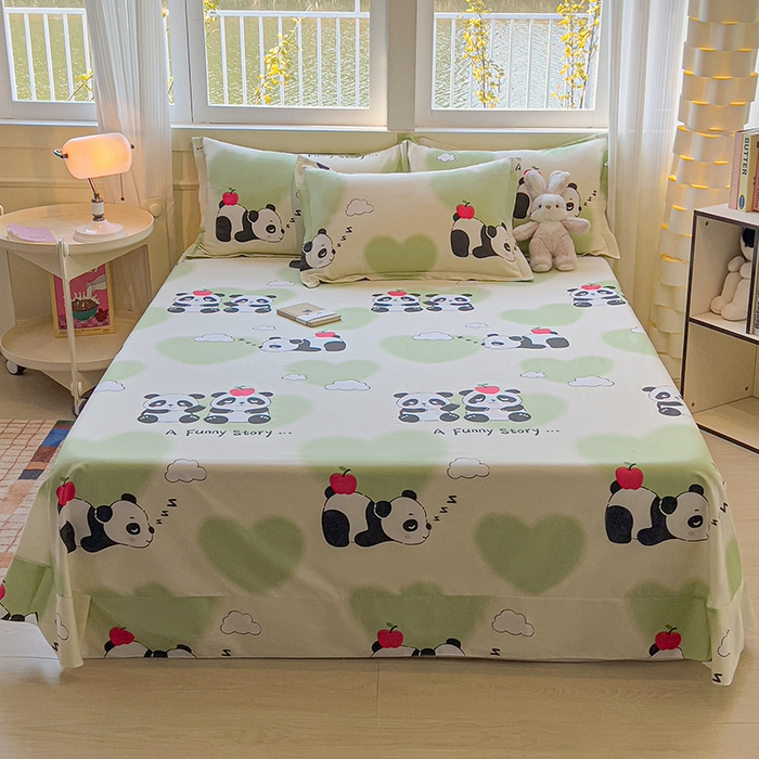 91家纺网 家纺一手货源 找家纺 拾物记 2025新款A类无荧光全喷气全棉12868单床单 熊猫趣事