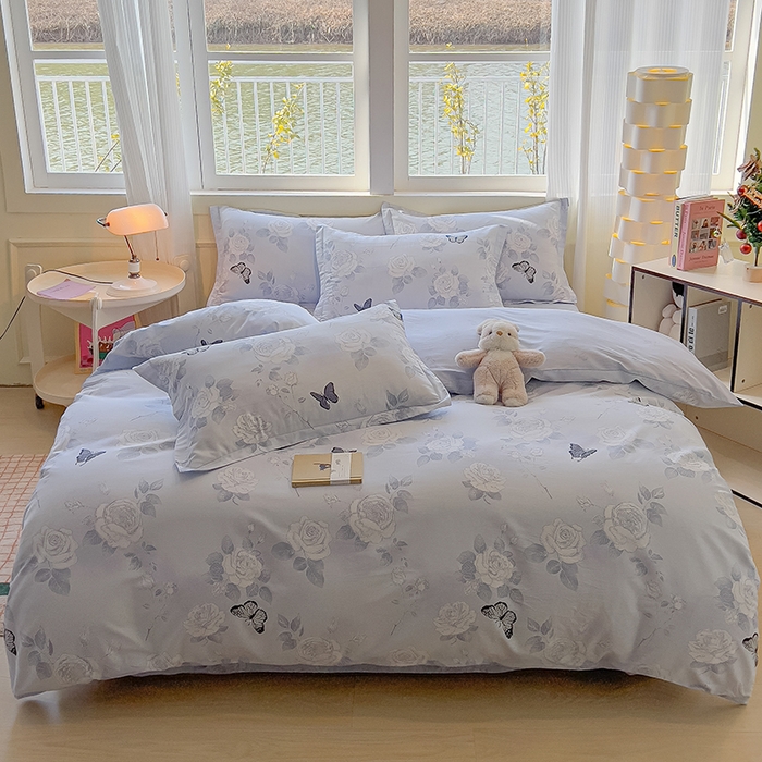 91家纺网 家纺一手货源 找家纺 拾物记 2025新款A类无荧光全喷气全棉12868四件套 蝴蝶飞飞