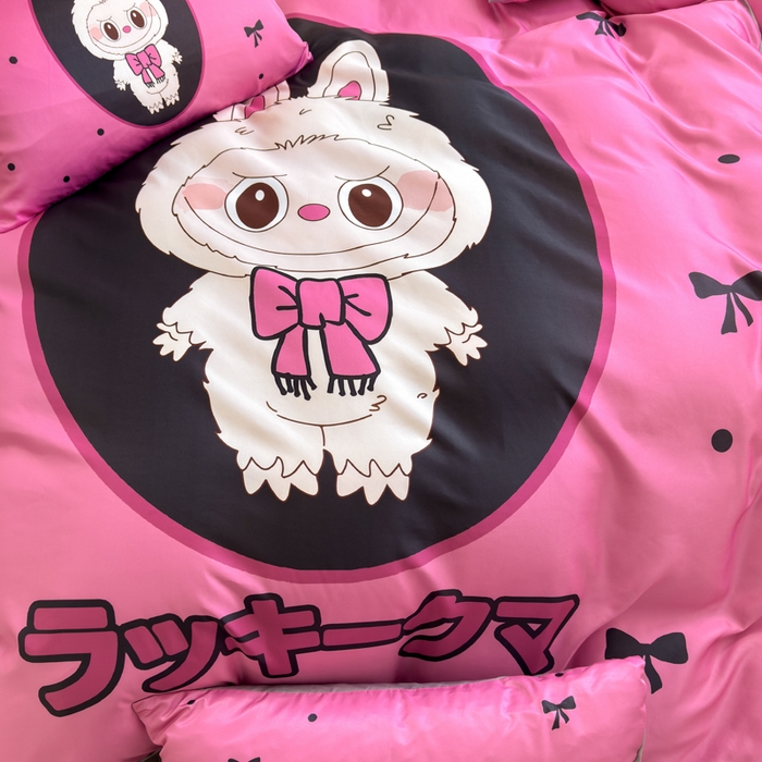 91家纺网 家纺一手货源 找家纺 摩卡（乐趣） 2025新款水洗真丝数码印花卡通兔系列四件套 兔小懒