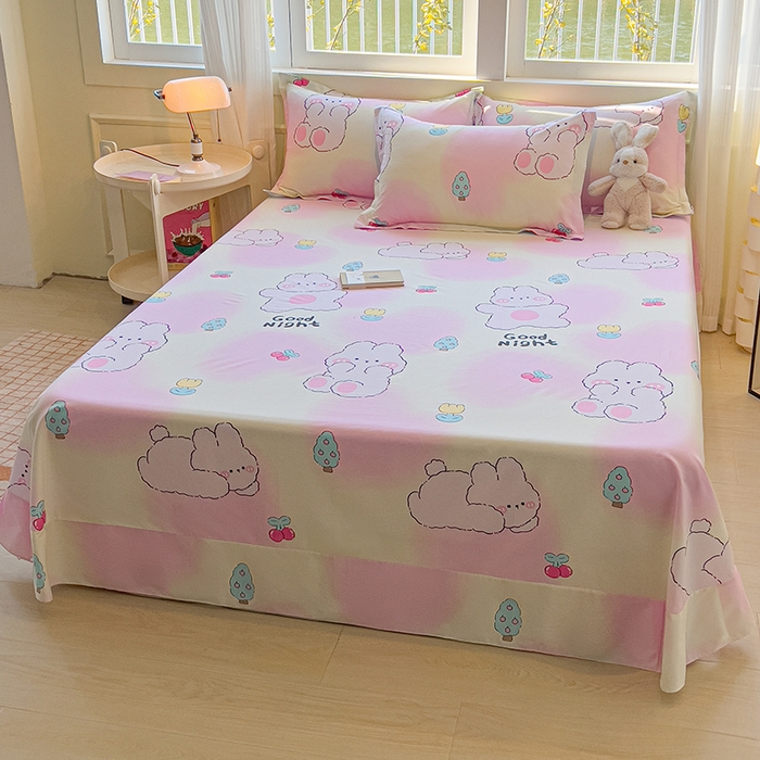 91家纺网 家纺一手货源 找家纺 拾物记 2025新款A类无荧光全喷气全棉12868单床单 可欣兔