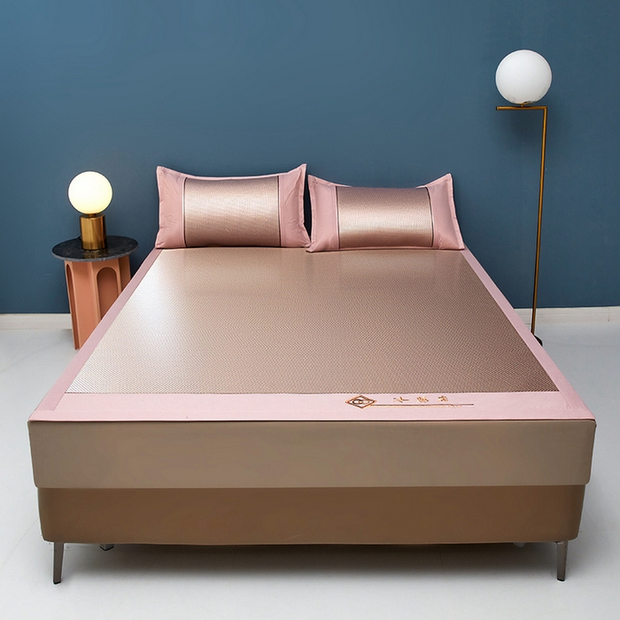 91家纺网 家纺一手货源 找家纺 琪琪阁 2026新款冰藤三明治凉席 星星-樱粉