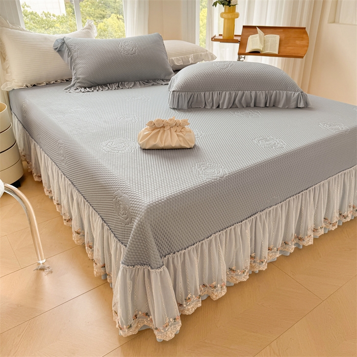 91家纺网 家纺一手货源 找家纺 恒爱家纺 2025新款冰丝国色天香夏被床盖四件套 时尚灰