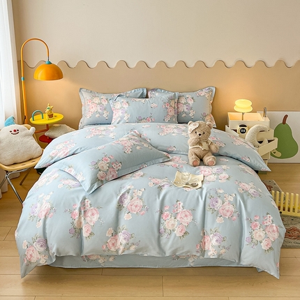 名优家纺 2025新款A类全棉纯棉韩版印花四件套 梦柔 兰