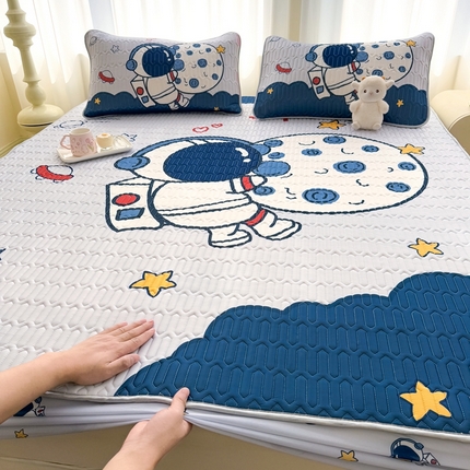 希廷顿 2025新款大版印花乳胶凉席床笠款三件套 遨游太空