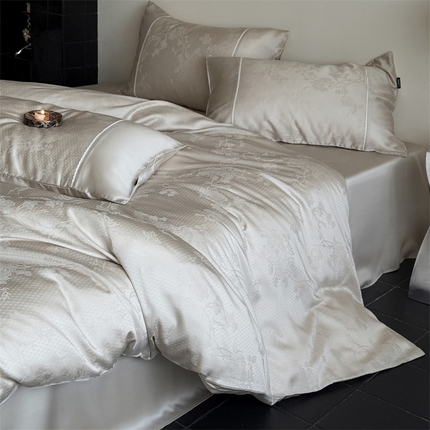 鹿班家居 2025夏季60S莱赛尔提花系列四件套—洛可可花园【标准会员-20元】 洛可可花园香槟