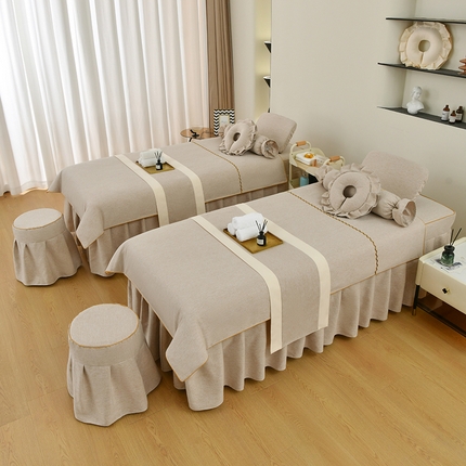 芙怡 2025春夏新款8029款A棉麻B全棉美容床罩四件套-时光系列 时光-驼色